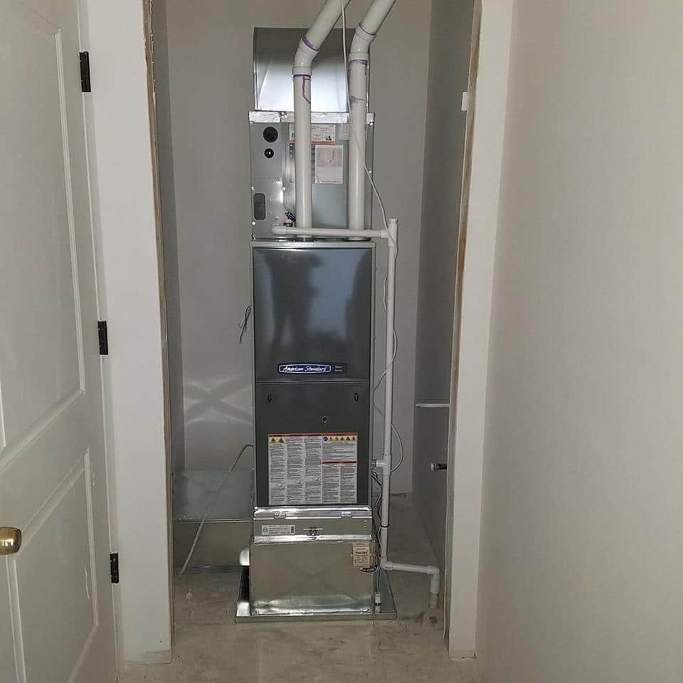 A new furnace installation in Lincoln by Bill's Heating & Air Conditioning.