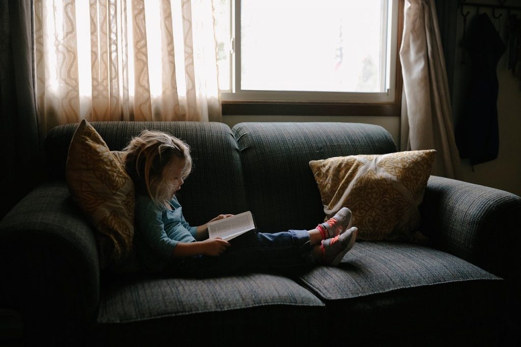child on couch